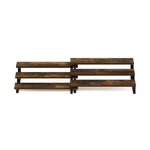 Furinno RAVEL Kitchen Countertop Organizer Set of 2, 3-Tier Counter Shelves, Kitchen Storage, Expandable, Spice Rack, for Pantry, Coffee Bar, Amber Pine - color: Amber Pine/Black, size: 3-Tier, Nestable
