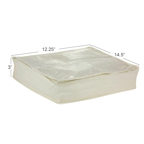 Household Essentials Lightweight Canvas Sweater Bag 2 Pack, Durable Canvas with Clear PEVA Top, 3-Sided Zipper, Perfect Fit for Shelving or Under the Bed - size: 2-Pack, style: Sweater Storage Bag