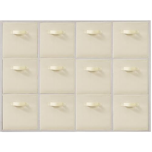 11x11 Inch Storage Bins Cubes, Fabric Foldable Storage Box, Collapsible Closet Organizer for Clothes, Blankets, Office, Bedroom, Living Room, Shelf Cabinet, Bookcase, Beige, 12 Pack - color: Beige, size: 12 PACK