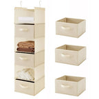 MAX Houser 6 Tier Shelf Hanging Closet Organizer, Closet Hanging Shelf with 2 Sturdy Hooks for Storage, Foldable (Beige-D3) - color: Beige-d3