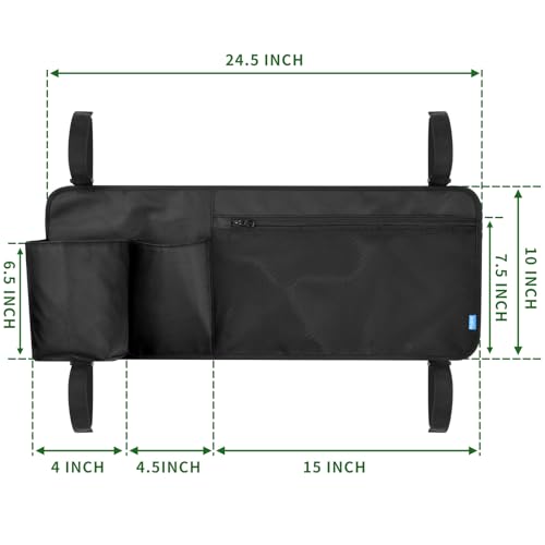 Xxerciz Side Bag for Camping Cot, Bedside Storage Pocket for Coleman Camping Cot, Nylon pouch with Mesh Pocket for Camping Travel, Wagon Cart Side Storage Bag, 24.5 ×11 Inches