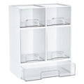 Vtopmart Stackable Storage Drawers Set of 5, Plastic Organizer Bins for Baby Bottle, Beauty Supplies Storage, Ideal for Kichen Countertop, Vanity, Bathroom, Cabinet, Pantry Organization,White - style: White-2 Small+2 High+1 Wide
