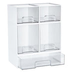 Vtopmart Stackable Storage Drawers Set of 5, Plastic Organizer Bins for Baby Bottle, Beauty Supplies Storage, Ideal for Kichen Countertop, Vanity, Bathroom, Cabinet, Pantry Organization,White - style: White-2 Small+2 High+1 Wide