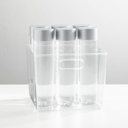 mDesign Plastic Modern Storage Organizer Bin Basket with Handles - 4 Pack - Clear - size: 10 x 10 x 8 (Pack of 4)