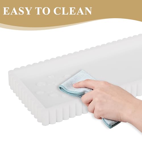 Silicone Bathroom Tray Small Vanity Organizer Rectangle Sink Caddy Sponge Holder Kitchen Counter Decor for Dish Soap, Perfume, Candle, White - color: White