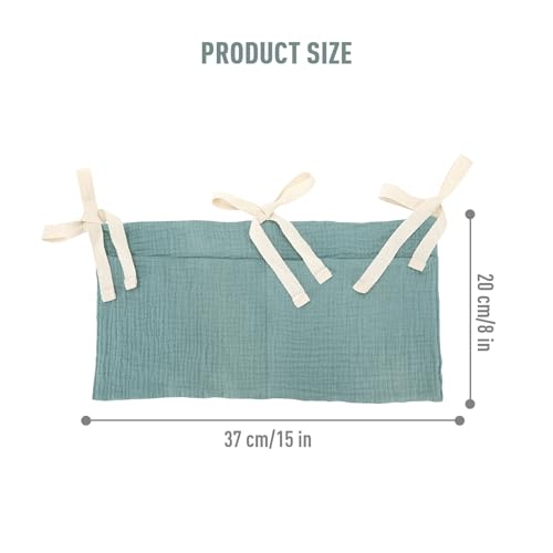 Cinaci 2pcs Cotton Pram Stroller Caddy Baby Crib Hanging Organizers Storage Pockets Nappy Diaper Bags Bedside Pockets for Milk Bottle/Soothing Toys/Wipes (Green Set) - color: Green and Blue Set