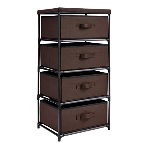 Juvale 4-Tier Closet Organizers & Storage Dresser - 16.5 in L x 13 in W x 33 in H, Dark Brown, Modern - Fabric Drawers for Bedroom Storage & Closet - Metal Frame Clothes Dresser for Narrow Spaces - color: Dark Brown