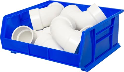 Akro-Mils 30250 AkroBins Plastic Storage Bins, Space-Saving Stackable Bins for Garage, Pantry, Craft Organization, 15" x 16" x 7", Blue, 6-Pack - color: Blue