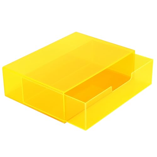 Gelite Acrylic Desk Organizer with Drawer for Makeup Vanity Stackable Desktop Storage Box for Office Supplies, 13.8 x 9.8 x 3.9’’, Neon Yellow - color: Neon Yellow