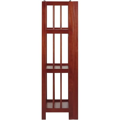 HomeStock 3-Shelf Stackable Folding Office Wood Furniture Bookcase, Contemporary Home and Office Furniture, Sturdy Wooden Shelving Storage Mahogany/14 inch - color: Mahogany, size: 14 inch