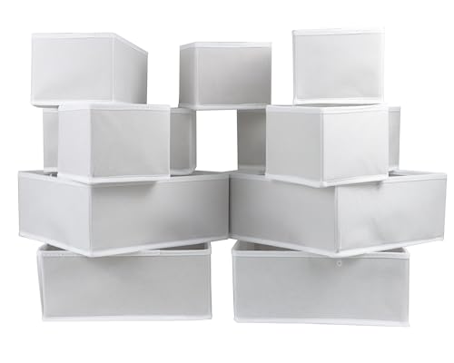 Fordonral 12 Pack Drawer Organizer Clothes, Foldable Fabric Dresser Organizer Closet Organizers and Storage Box for Underwear,Folded Clothes,Baby Clothing,Socks,Bra,Towels,Ties(12 Pack,White) - color: White, size: 12 Pack