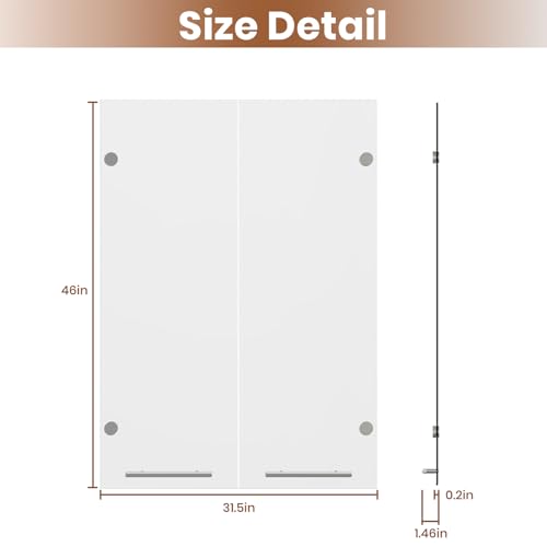 ROOMTEC Modular Closet System Glass Door Pair Set, Clear Frameless Tempered Glass Panels, Add-On for Medium Hanging, Short Tower & Shoe Shelf Units, 35.83" H × 31.5" W - size: Frameless Glass Door – 31.5"W x 35.83"H