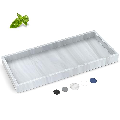 Silicone Bathroom Tray,Shatterproof Bathroom Vanity Tray,High-Grade Silicone Durable Rectangle Tray for Bathroom Trays for Counter Soap Dispenser Tray-Large 10.6 * 5.1 in - color: Marble Pattern, size: 10.6" x 5.1" x 0.8"