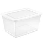 Sterilite 16 Pack Storage Box, 58 Quart Stackable Tote, Clear Plastic Container with Secure Snapping Lids for Home and Office Organization, White - size: 58 Quart, style: 16