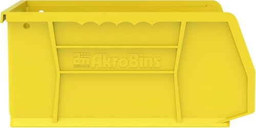 Akro-Mils 30235 AkroBins Plastic Storage Bins, Space-Saving Stackable Bins for Garage, Pantry, Craft Organization, 11" x 11" x 5", Yellow, 6-Pack - color: Yellow