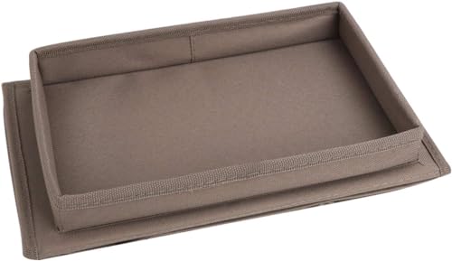 Sofa Armrest Organizer with Cup Holder No-Slip Couch Sofa Armrest Organiser Couch Remote Caddy Control Holder with 1 Large Pockets and 3 Small Pockets for TV Remotes Cellphone Magazines Ipad Drinks - color: Kaki