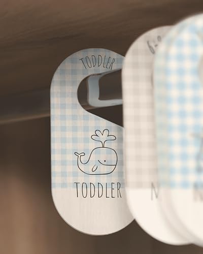 Baby Closet Dividers - Blue Baby Clothes Organizer for Nursery Decor, Storage & Organization - 8 Size Closet Dividers for Hanging Clothes, Gender Neutral Nursery Must Haves & Essentials - color: Blue Gingham