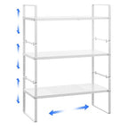 Expandable Kitchen Cabinet Shelf Organizer Rack Heavy Duty Metal Spice Rack Stackable Kitchen Counter Storage Shelf for Kitchen Cabinet Pantry Bathroom (White - 16.5"-27" L x 10.2" W x 9.6" H - 3Pack) - color: White - 16.5"-27" L X 10.2" W X 9.6" H - 3pac