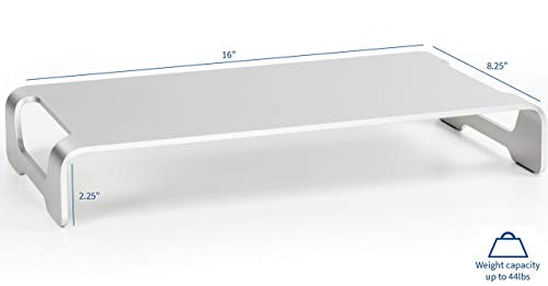 VIVO Silver Aluminum 16 inch Wide Monitor Riser, Ergonomic Desktop Stand, Modern Tabletop Organizer STAND-V000H