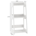 3-Tier Bathroom Ladder Shelf Freestanding, White Floor Shelves Open Shelving Unit, Small Bookshelf Nightstand for Home Study Laundry Room (11.0”D x 12.6”W x 26”H) - size: 11.0”D x 12.6”W x 26”H