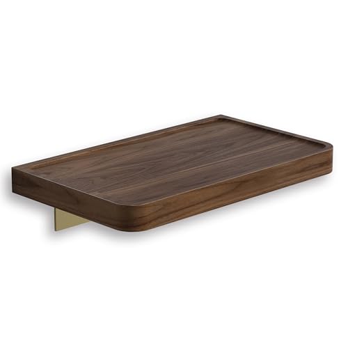 Danpoo 8 Inch Solid Wood Wall Shelf for Storage, Wall Mounted Rustic Walnut Wood Shelves for Bathroom, Living Room, Bedroom and Kitchen - color: Gold, size: 8 inch
