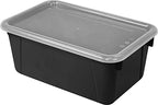 Storex Small Cubby Bins – Plastic Storage Containers for Classroom with Non-Snap Lid, 12.2 x 7.8 x 5.1 inches, Black, 5-Pack (62463U05C) - color: Black, style: Bin with Cover
