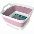 FOSJGO 2.4 Gal(9L) Collapsible Dish Basin with Drain Plug,Space Saving Multiuse Foldable Sink Tub,Dishpan,Kitchen Sink for Camping,Plastic Tub,Vegetable Washing,RV… - color: Pink