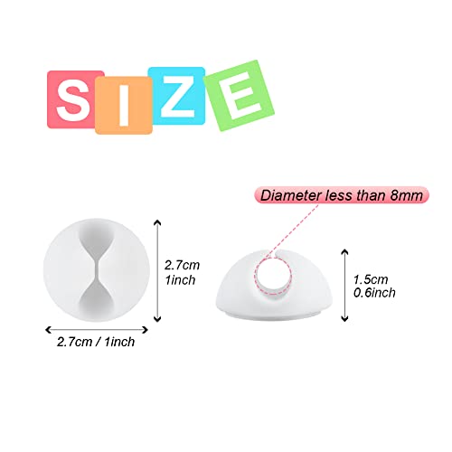 Shintop Cable Clips, 6 Pack White Cord Holder Cable Management Wire Organizer for Organizing Desk Nightstand Car Phone Charger - color: White, size: Small