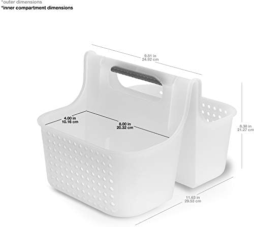 madesmart Portable Shower Caddy, Hold Soap, Shampoo, Hair Supplies and Beauty Products, Cleaning Supplies Organizer for Home, Dorm, Plastic Shower Tote, Soft Handle, Frost - color: Frost, size: Small