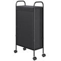 ELYKEN Slim Laundry Hamper with Lid, 50L Small Rolling Laundry Basket on Wheels, 7.9” Narrow Dirty Cloth Cart with Removable Inner Bag for Small Bathroom, Bedroom, Black - style: Black-50L