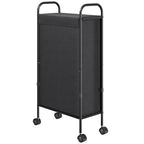 ELYKEN Slim Laundry Hamper with Lid, 50L Small Rolling Laundry Basket on Wheels, 7.9” Narrow Dirty Cloth Cart with Removable Inner Bag for Small Bathroom, Bedroom, Black - style: Black-50L