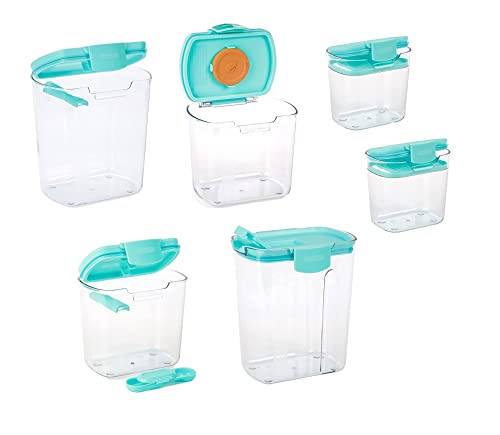Progressive ProKeeper Baker's Airtight Kitchen Storage Canister Container Set for Flour, Sugar & More, Keeps Ingredients Fresh, with Accessories (Turquoise, 6- Piece) - color: Turquoise, size: 6- Piece