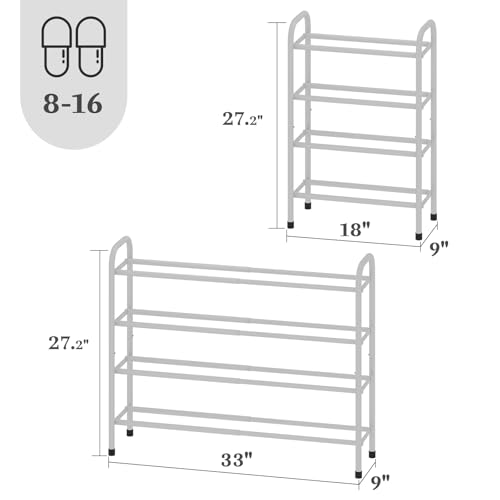 Expandable Shoe Rack, 4-Tier Metal Small Shoe Rack, Adjustable Shoes Organizer, Storage Shelf for Closet, Entryway, White - color: White, size: 4-Tier