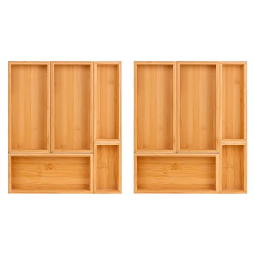 bamboo drawer organizer Set,expandable drawer dividers,wooden storage organizers,drawer organizers for kitchen, bathroom,flatware,Tea Bag Organizer (2 X 5PCS Natural) - color: 2 X 5PCS Natural)