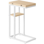 HOOBRO Foldable End Table, C Shaped Side Table with Storage Shelf, Small Snack Table Suitable for Living Room Bedroom Small Spaces, Easy Assembly, White and Natural WN29SF01 - color: White + Natural