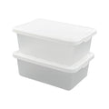 14 Quart Clear Storage Box, Underbed Plastic Latch Box with White Lids, 2-Pack - color: White