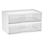 Vtopmart 2 Pack Clear Stackable Storage Drawers,12.1''W Plastic Organizers Bins for Beauty Supplies, Ideal for Vanity, Bathroom, Cabinet, Room Organization, White - style: 2pack Wide White