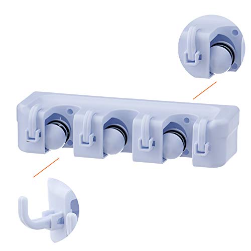 Superio Mop & Broom organizer 3-Slots (White 2-Pack) - color: White, size: Medium, 2-pack