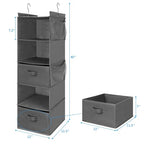 MAX Houser 5 Tier Shelf Hanging Closet Organizer, Cloth Hanging Shelf with 2 Sturdy Hooks for Storage, Foldable (Grey-D2) - color: Grey-d2
