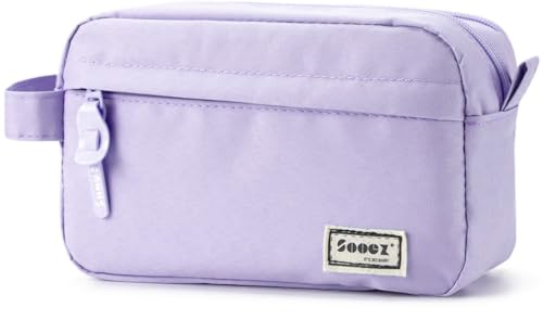 Sooez Original High Capacity Pencil Case, Big Pencil Bag Pouch Box Organizer Pen Case, Aesthetic Supply for Girls Adults, Portable Journaling Supplies with Easy Grip Handle & Loop, Purple - color: Light Purple