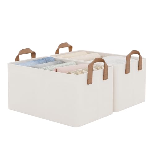 StorageWorks Closet Storage Bins, Storage Baskets for Shelves, Closet Organizers and Storage Bins with Metal Frame, Handles, Natural Color, 2-Pack - color: Natural Color, size: 14 ¾" L x 10 ¼" W x 8 ¼" H