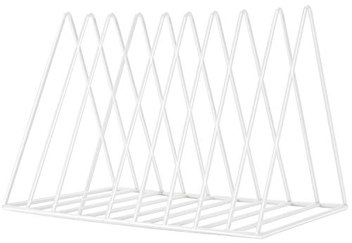Sooyee 9 Slot White Magazine Holder,Desktop File Sorter Organizer Triangle Bookshelf Decor Home Office - color: White