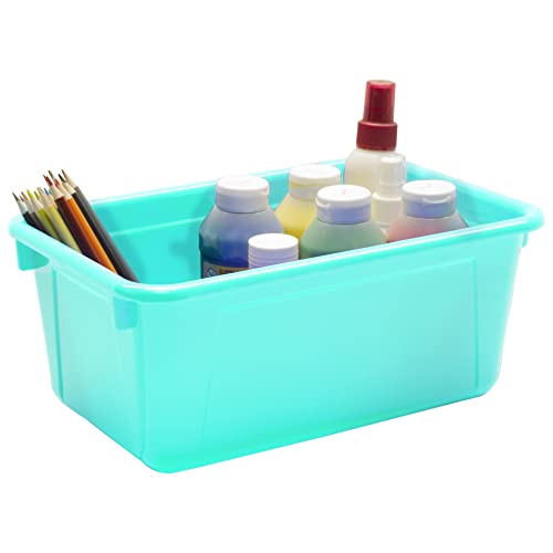 Storex Small Cubby Bins, Pack of 5, 12.2 x 7.8 x 5.1 Inches, Teal (62420U05C) - color: Teal, style: Bin Only
