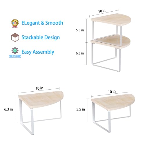 Corner Shelf Countertop Organizer - Set of 2 Corner Shelves for Kitchen Cabinet Organizer, Spice Rack, Stackable Bathroom Stand and Storage, Sink Rack, Corner Cabinet, Counter Decor, Natural Beige - color: Natural Beige, size: Stacked Utility