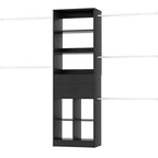 Besiost Closet System, 4-8 FT Closet Organizer Tower with 2 Wooden Drawers and Shelves, Can Fit 60 to 96 inch Walk-in Closet System with 5 Hang Rods, Built-in, Black - color: Black