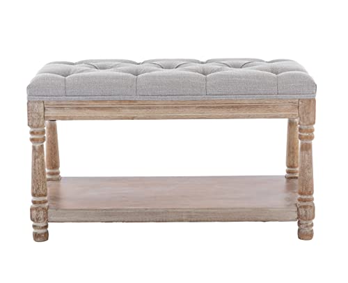 Kmax Storage Entryway Bench Tufted Shoe Rack Bench Wood Window Bench for Hallway Entrance Bedroom Corner-1 Seat, Gray - color: Grey, size: Storage- 1 Seat