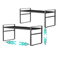 Expandable Cabinet Shelf Organizer Riser for Kitchen Pantry Cupboard Under Sink Countertop,kitchen cabinet shelf 8.3’’D * 12.2-23.6’’W * 10.4’’H - color: Black(2 Pack)
