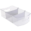 Wardrobe and laundry storage box with removable dividers, 14.5 inches long x 8 inches wide, transparent.