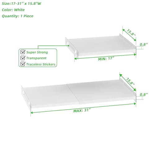 Expandable Closet Shelf Organizer, Adjustable 17-31" Tension Shelf with Heavy-Duty Adhesive - DIY Shelf Dividers for Cabinet, Pantry, Wardrobe, Kitchen, 1 Pack - size: 17-31'' x 15.8''W