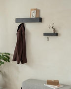 Kazai. Key Holder for Wall 'Tone' | Minimalist Key Hooks Design from Berlin | Modern Key Hanger with Metal Shelf | Key Hook Wall Mounted as Hallway Furniture | Black - color: Black
